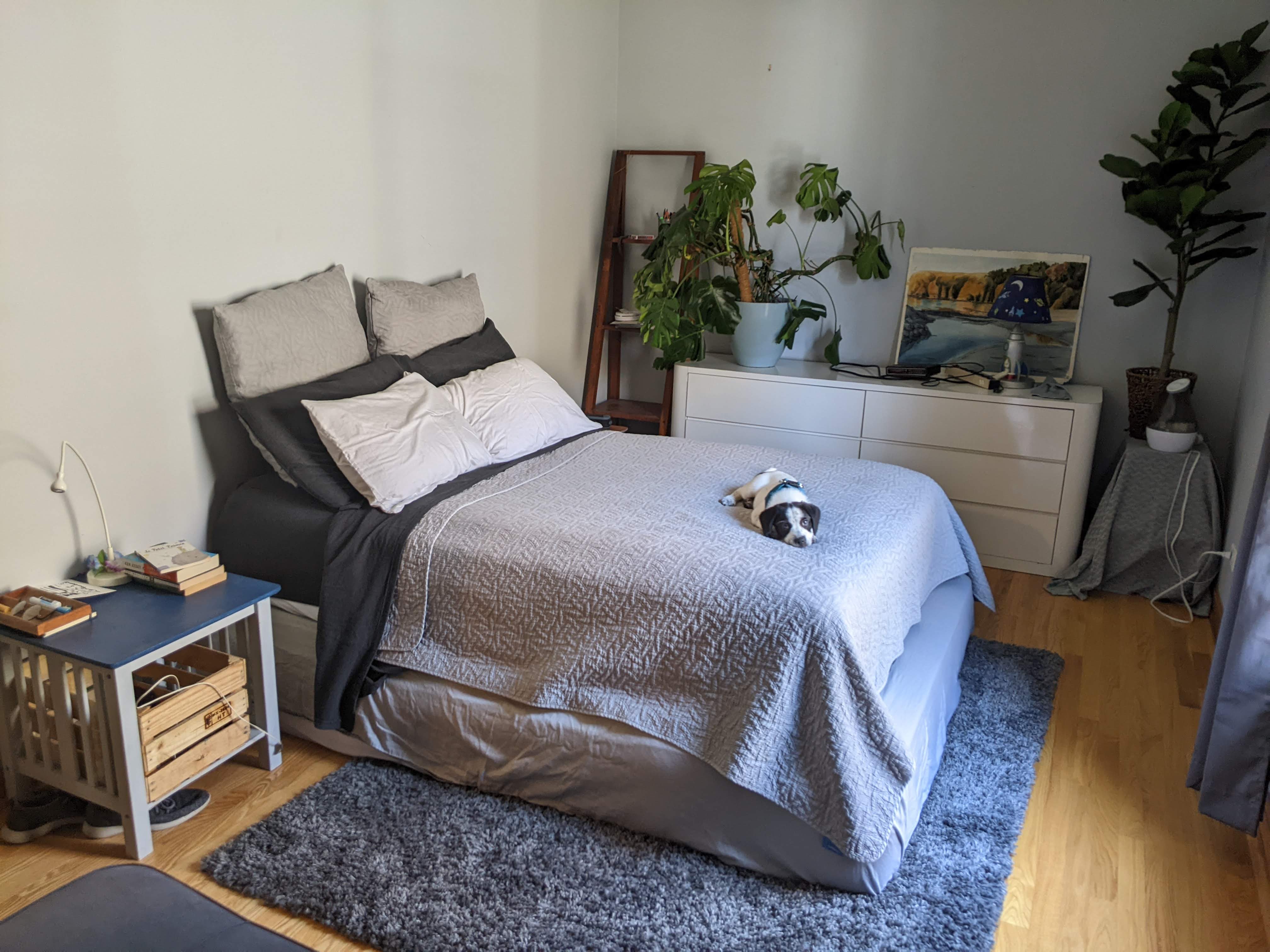 Cozy bedroom with linen bedding